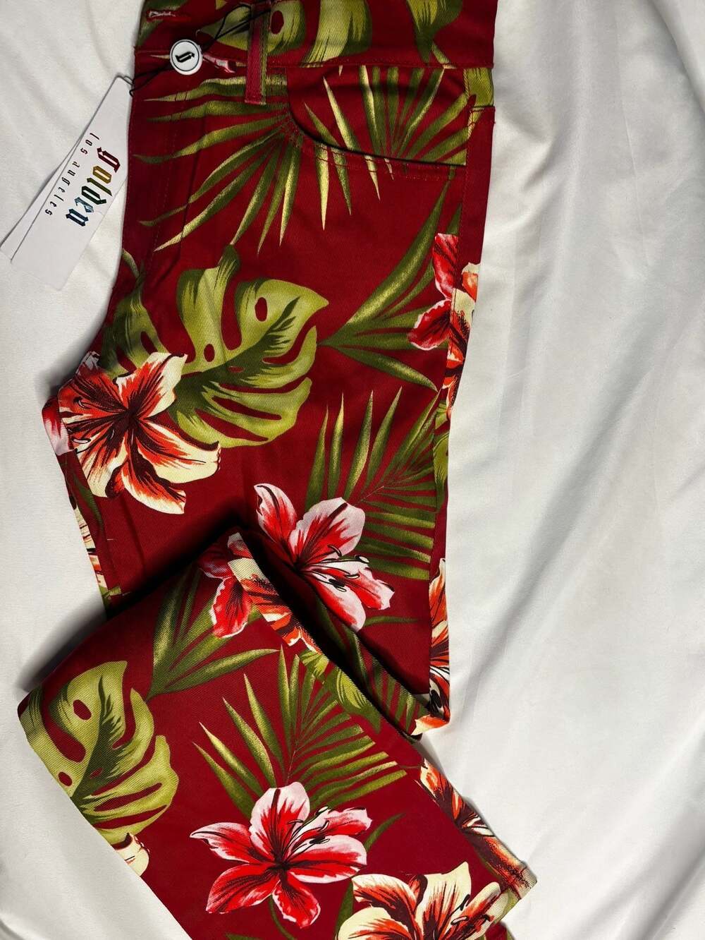 Golden Denim Los Angeles Tropical Floral Print Pants